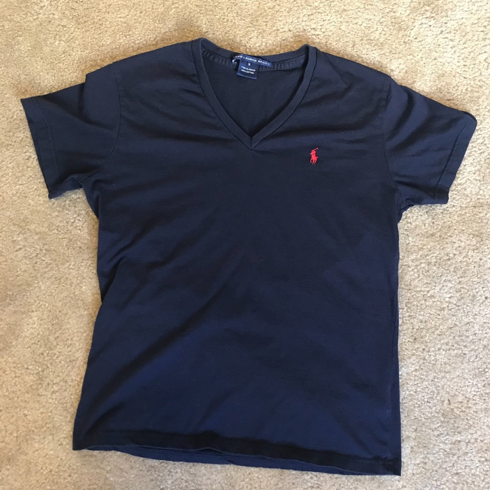 Ralph Lauren Navy Blue V-Neck Tee Shirt